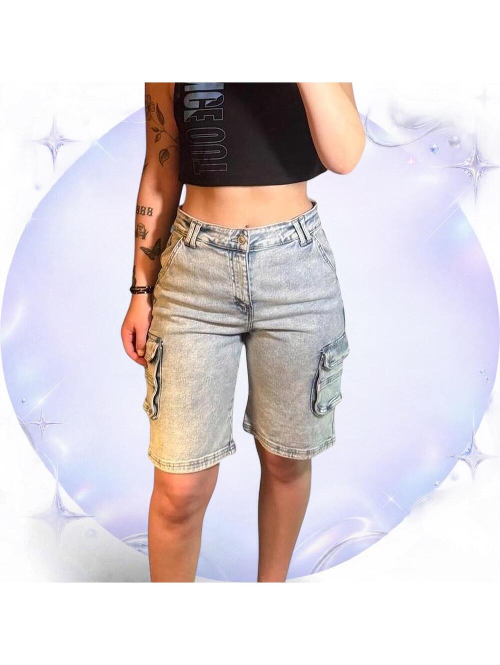 Wax Jean Light Wash Denim Cargo JORTS